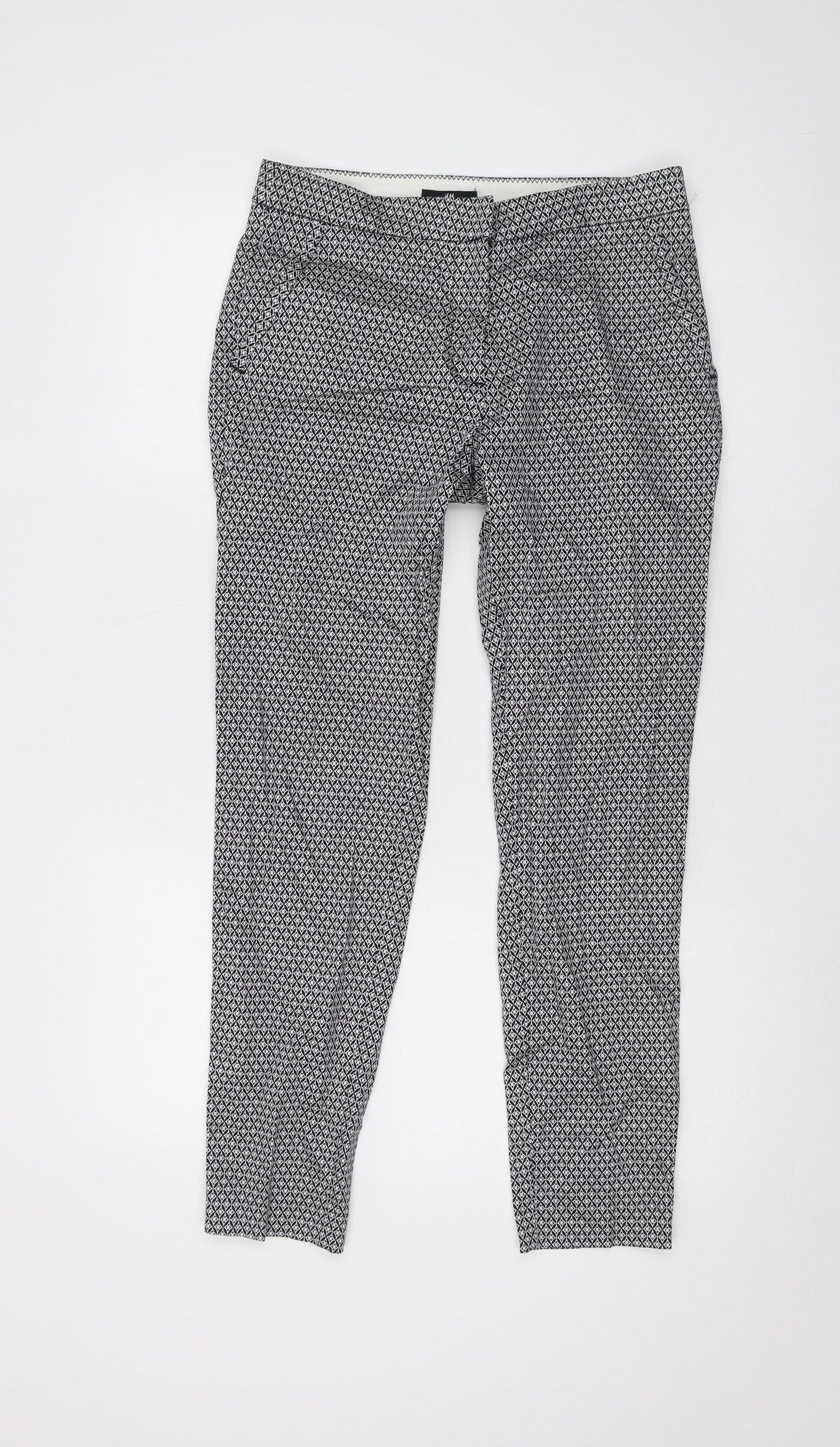 H&M Women's Geometric Black Cropped Slim Trousers