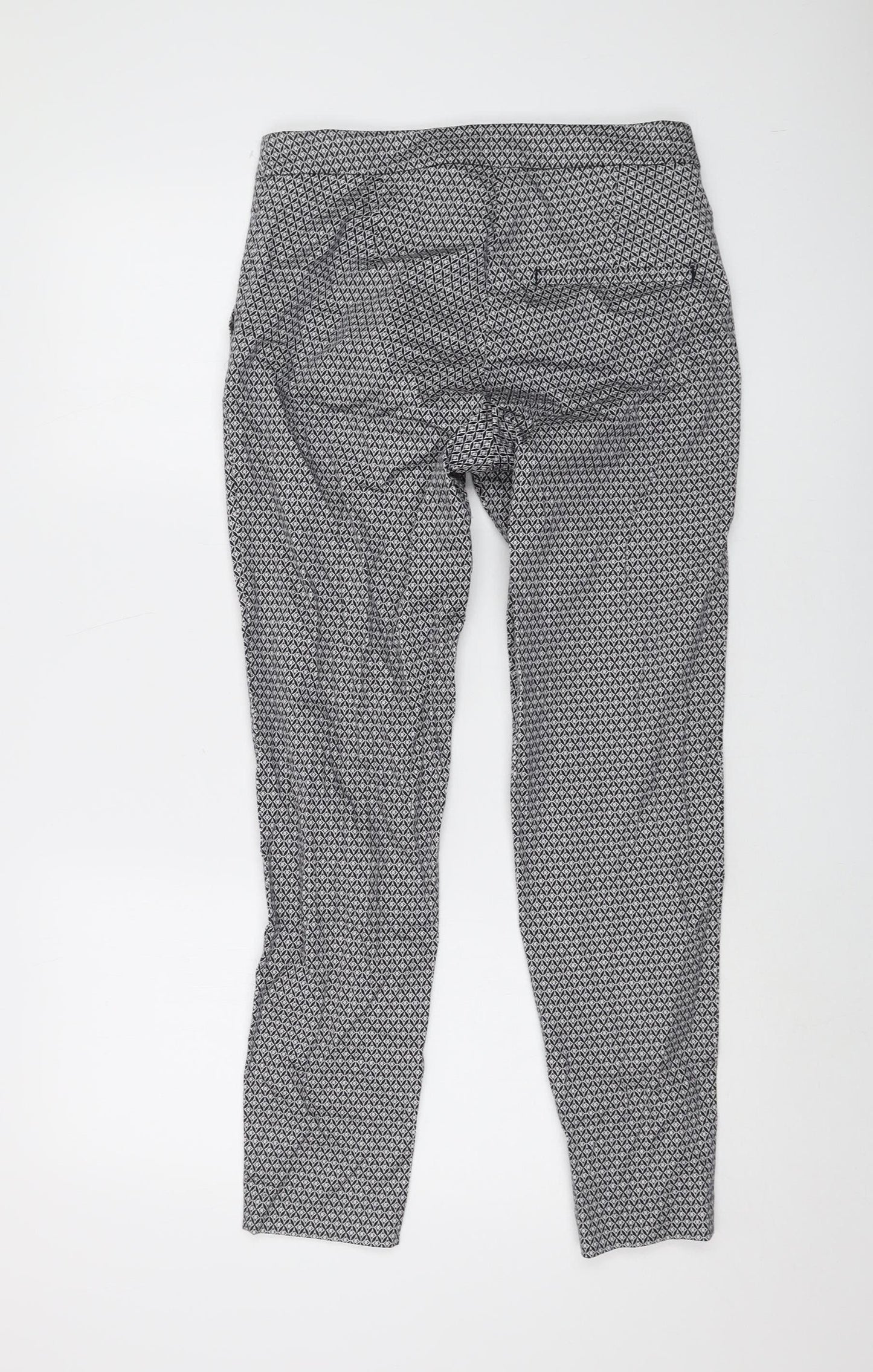 H&M Women's Geometric Black Cropped Slim Trousers