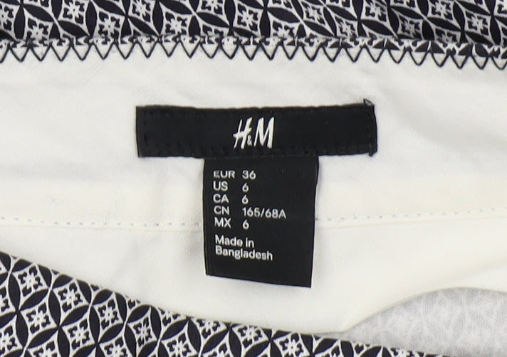 H&M Women's Geometric Black Cropped Slim Trousers