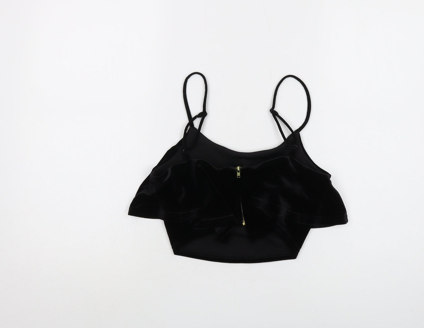 New Look Women's Black Velvet Camisole Tank Top, Size 10