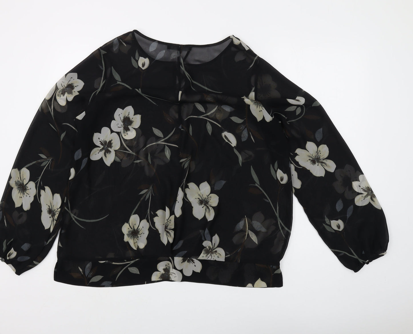 Next Women's Black Floral Blouse UK 18