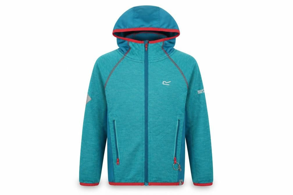 Front view of Regatta boys’ green full zip hoodie 8 years outdoor style