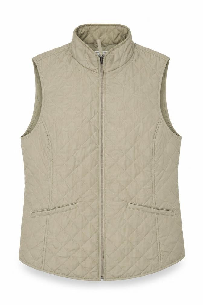 Van Heusen Women's Beige Quilted Waistcoat, L
