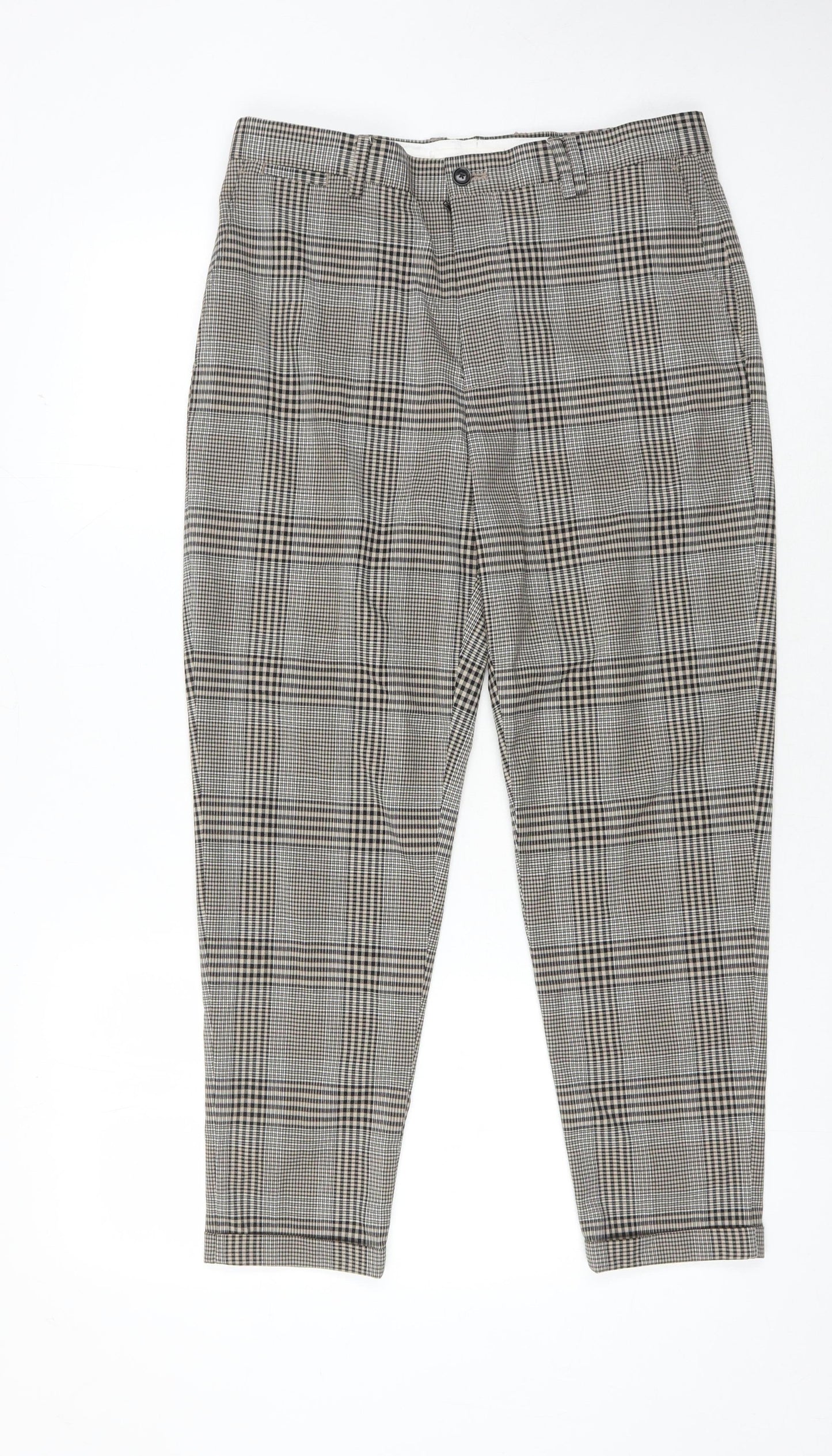 Zara Women's Grey Plaid Chino Trousers Size 2