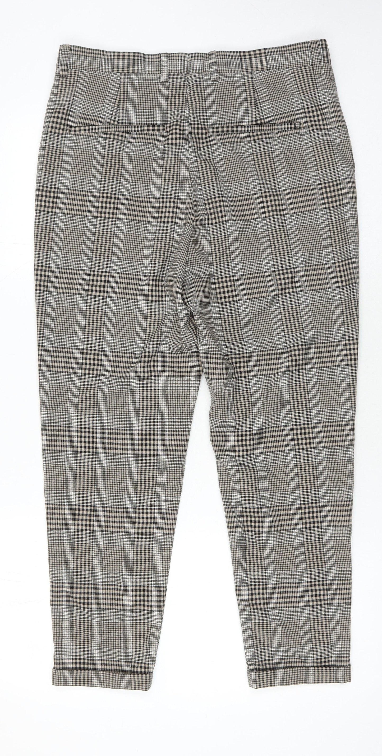 Zara Women's Grey Plaid Chino Trousers Size 2