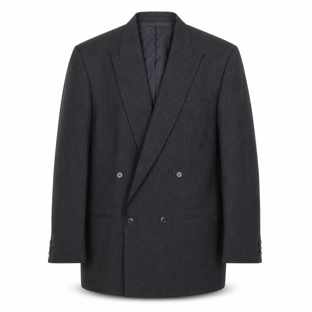 Front view of Debenhams Grey Pinstripe Double-Breasted Blazer 42L