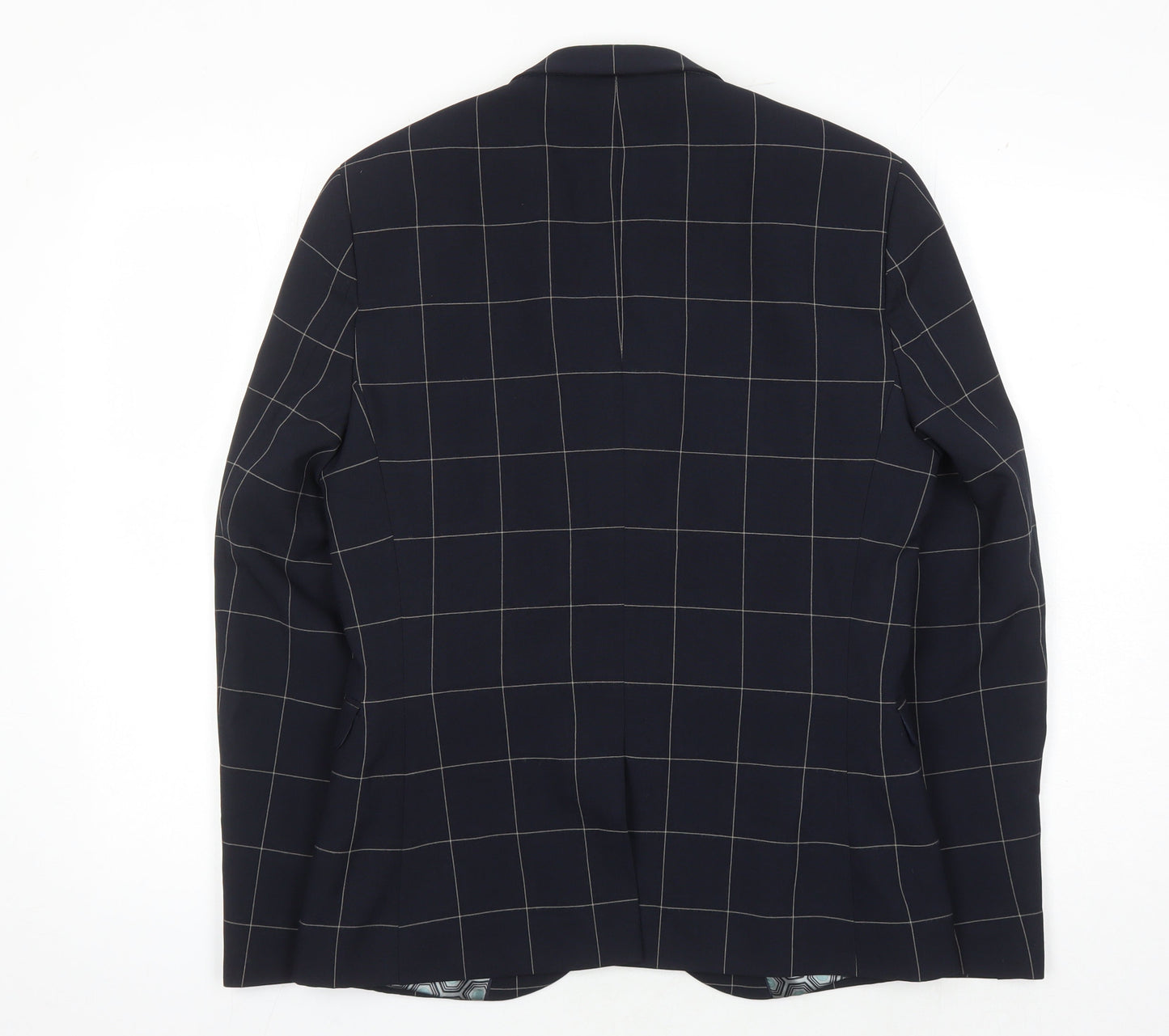 Next Men's Blue Check Blazer, Size 38S, Two-Button
