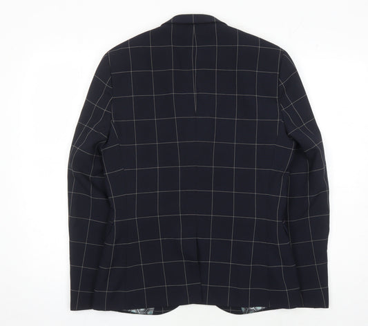 Next Men's Blue Check Blazer, Size 38S, Two-Button