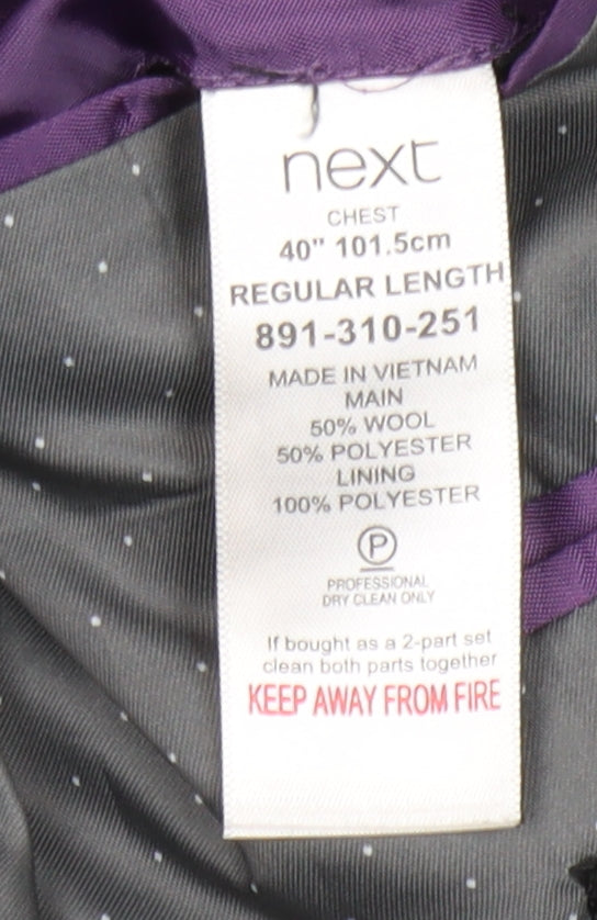 Next Men's Blue Single-Breasted Blazer Size 40R