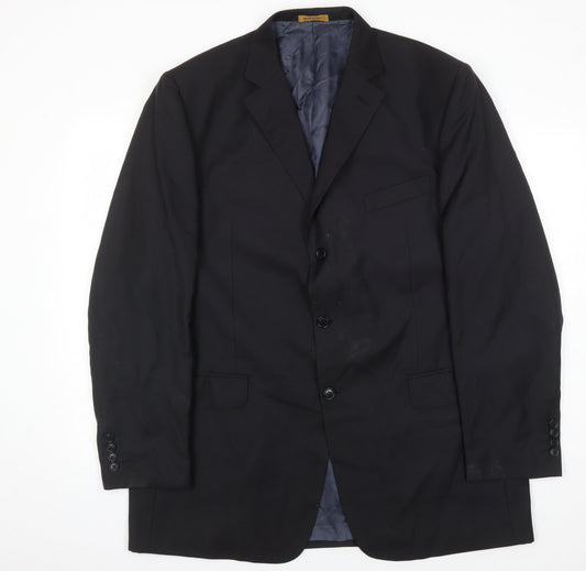 Marks and Spencer Men's Black 44L Wool Blazer, Formal