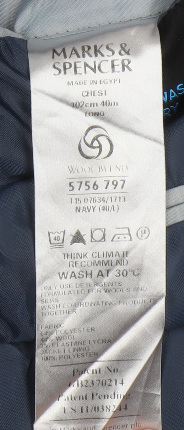 Marks and Spencer Men's Blue Blazer, 40R Chest