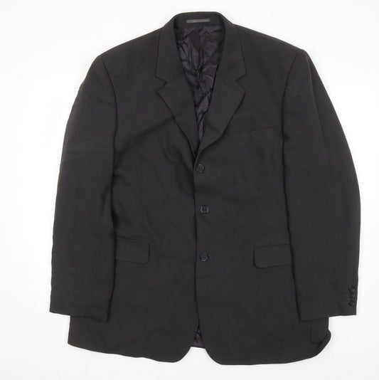 Jonathan Adams Men's Black Formal Blazer, Size 46, Regular Fit