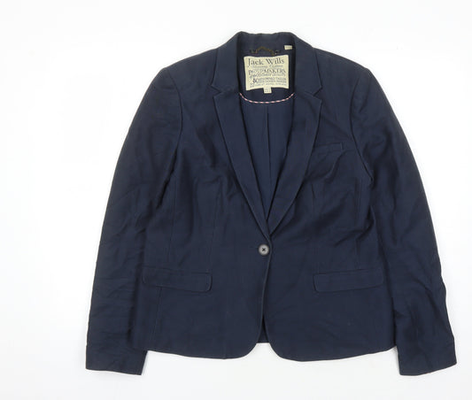 Jack Wills Women's Blue Blazer Size 14 - Classic Style