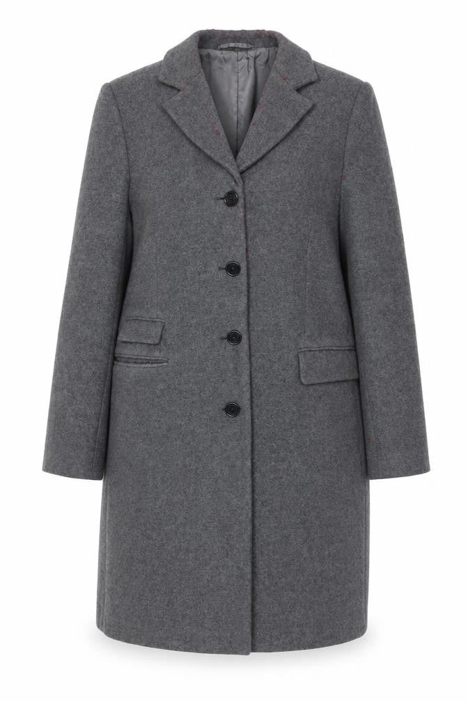 Newhouse Women's Grey Wool Mid-Length Overcoat Size 10