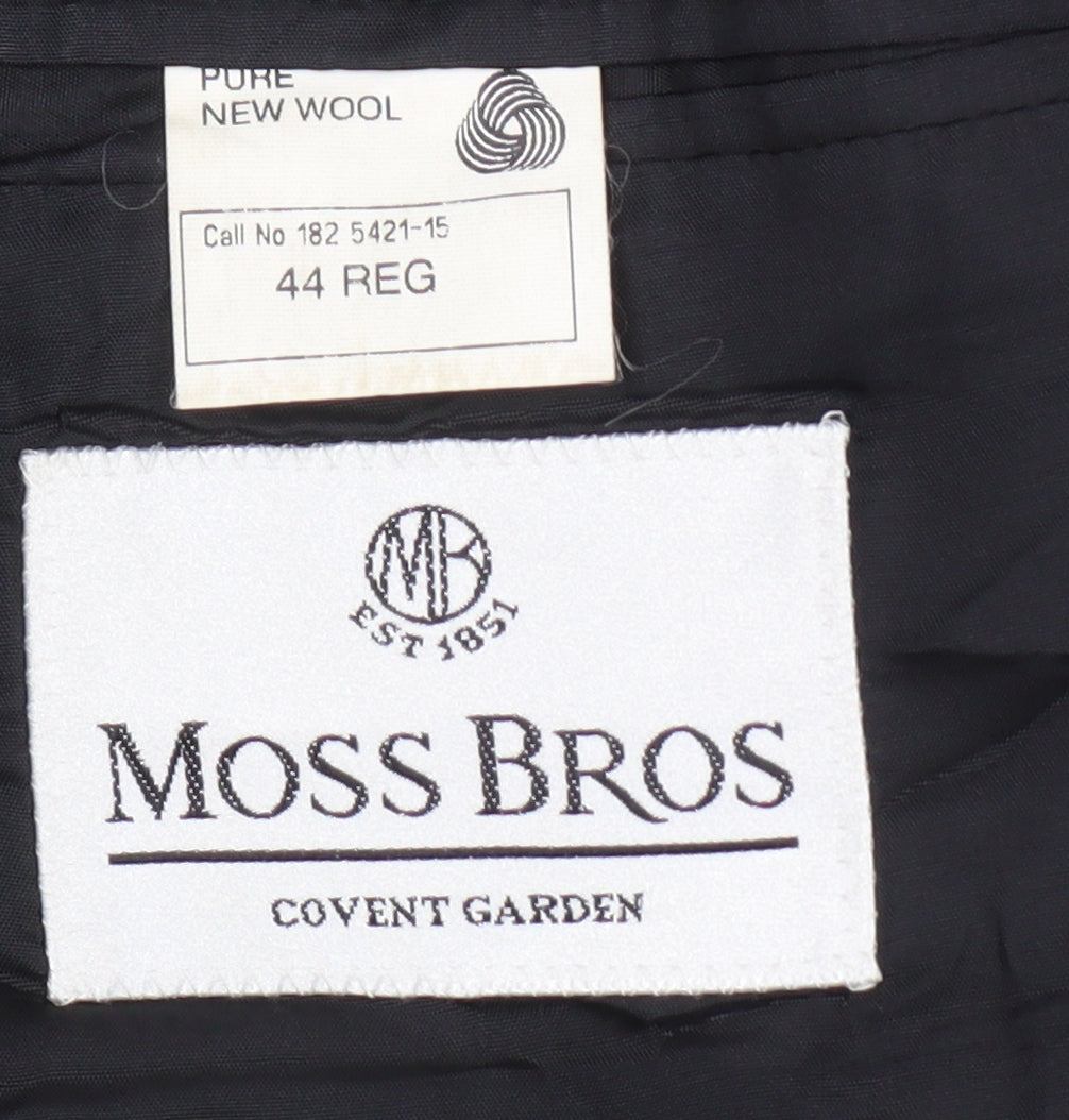 Moss Bros Mens Black Wool Blazer 44R Formal