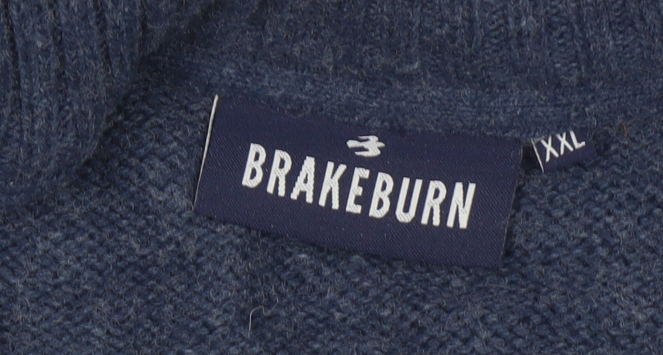 Brakeburn Men's Blue Geometric Pullover Jumper 2XL
