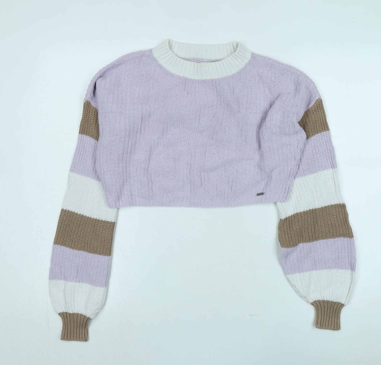 Hollister Women’s Purple Striped Pullover Jumper XS