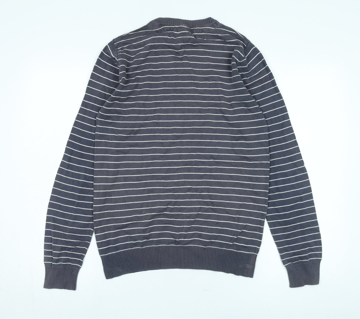 Vintage Ethnic Men's Blue XL Striped Pullover Jumper
