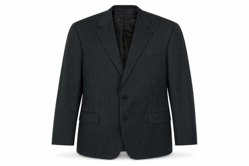 Marks and Spencer Men's Black Striped Wool Blazer, Size 44S
