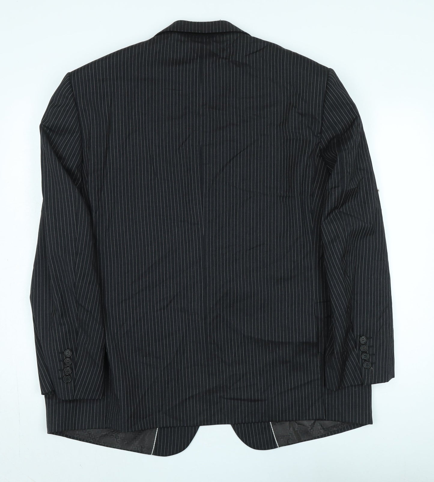 Marks and Spencer Men's Black Striped Wool Blazer, Size 44S