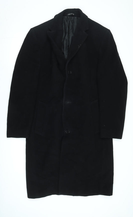 Jeff Banks Men's Black Wool Overcoat - Size 38