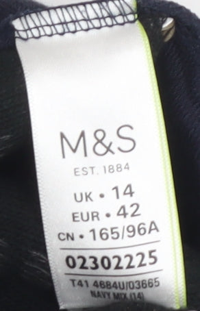 Marks and Spencer Women's Blue Collared Blouse, Size 14