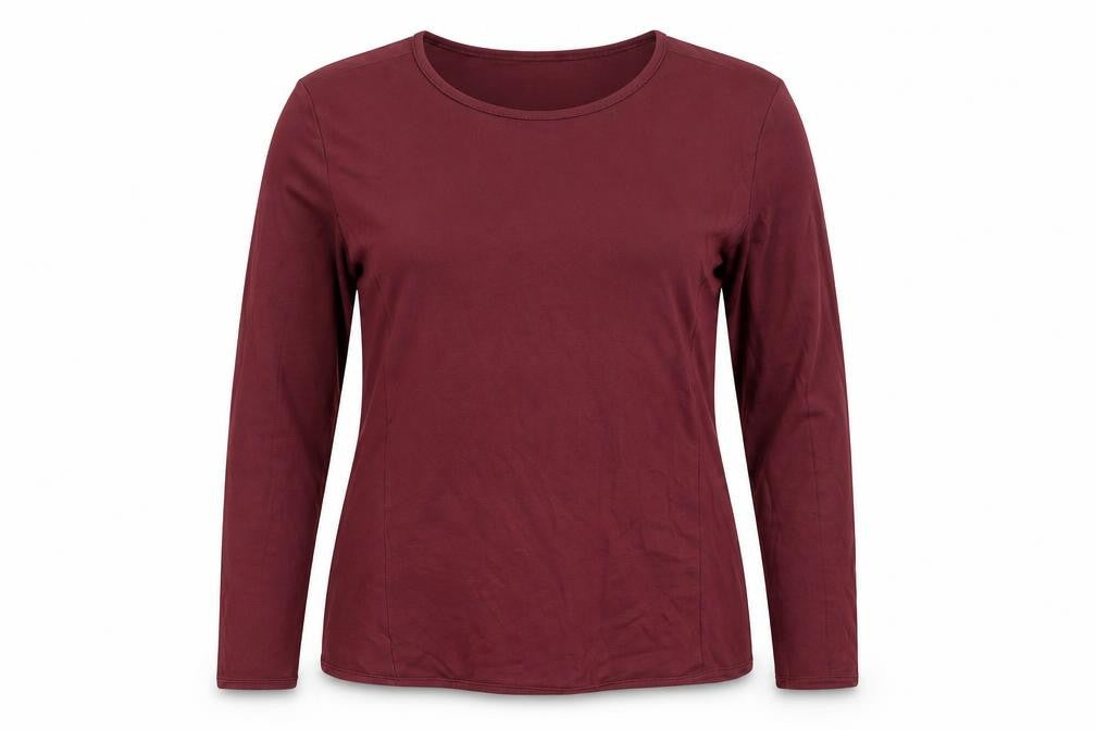 Wall Women's Red Long Sleeve Basic T-Shirt, Size L