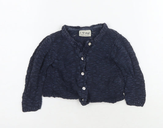 Next Blue Unisex Baby Cardigan 9-12 Months Knit Cotton
