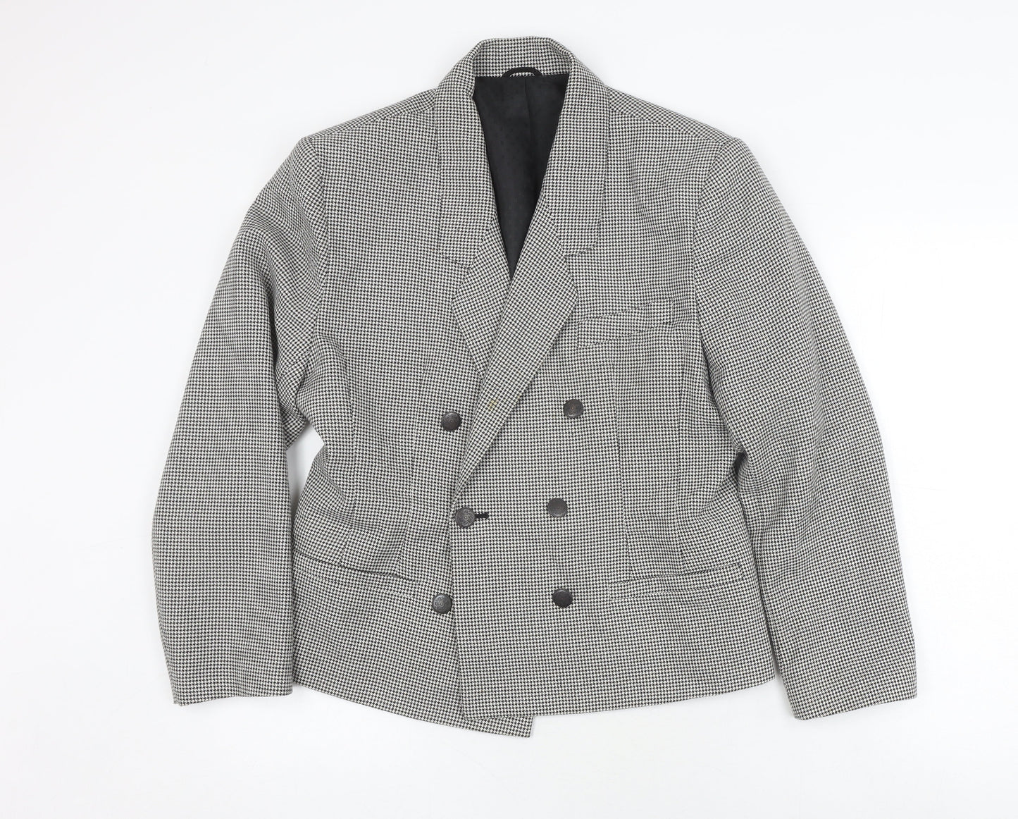 St Michael Women's Black Blazer Size 14, Herringbone Pea Coat