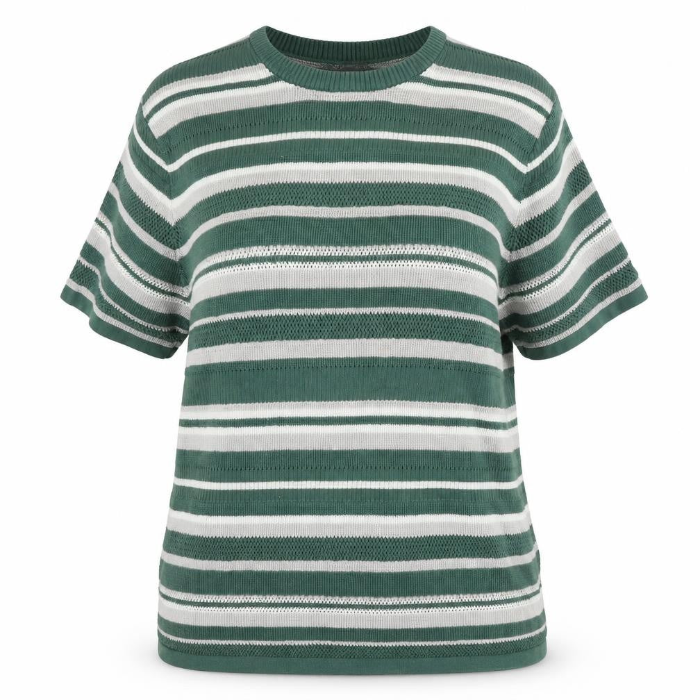 ASOS Women's Green Striped Crew Neck Jumper 2XL Tall