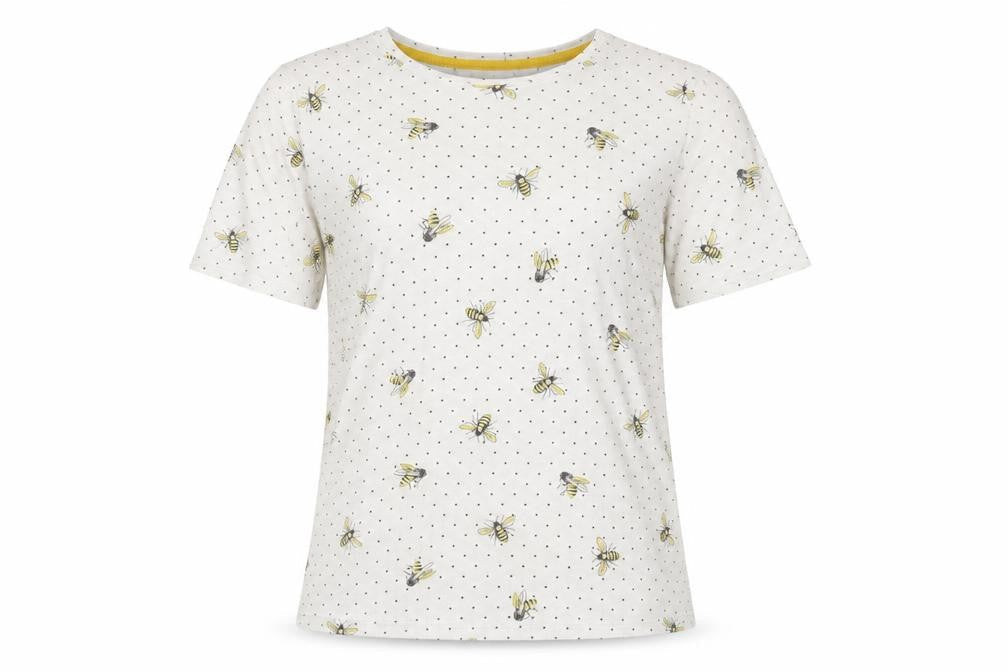 Marks and Spencer Women's White Bee Print T-Shirt Size 6