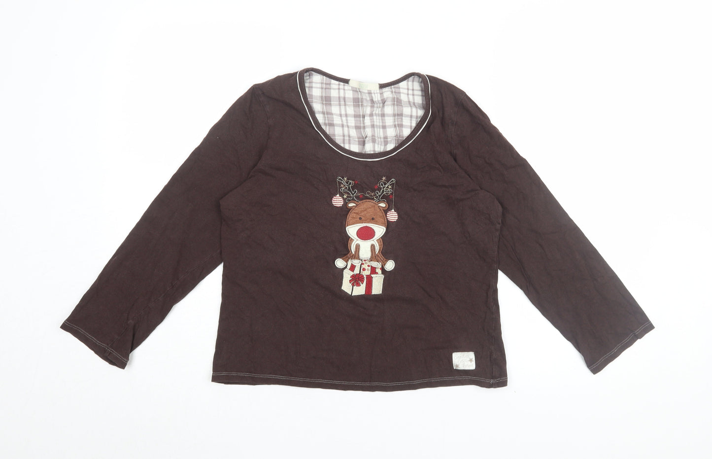 Marks & Spencer Women's Brown Christmas Pyjama Top 12