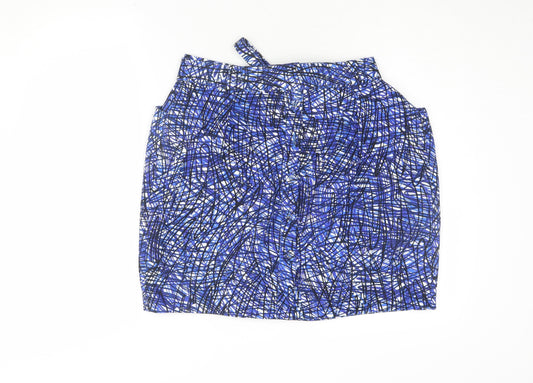 Whistles Women's Blue Geometric 16 Cotton Skirt