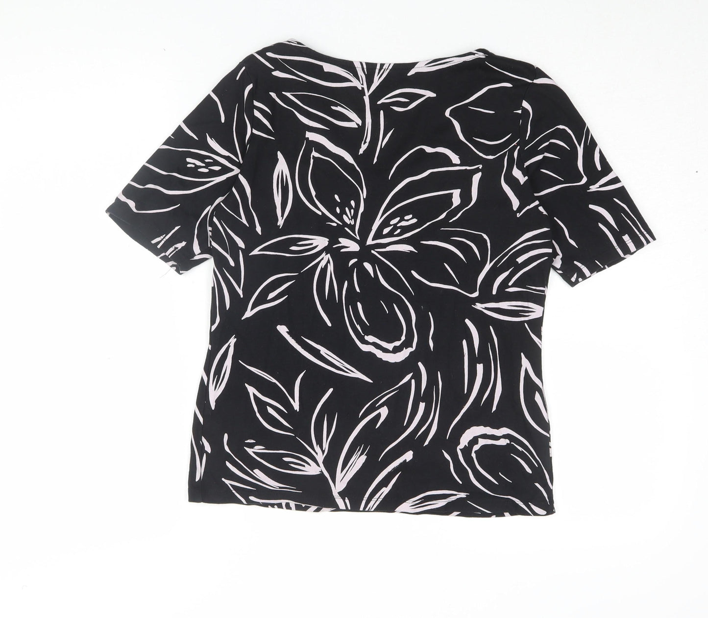 Love Tees Women's Black Floral V-Neck T-Shirt Size 10