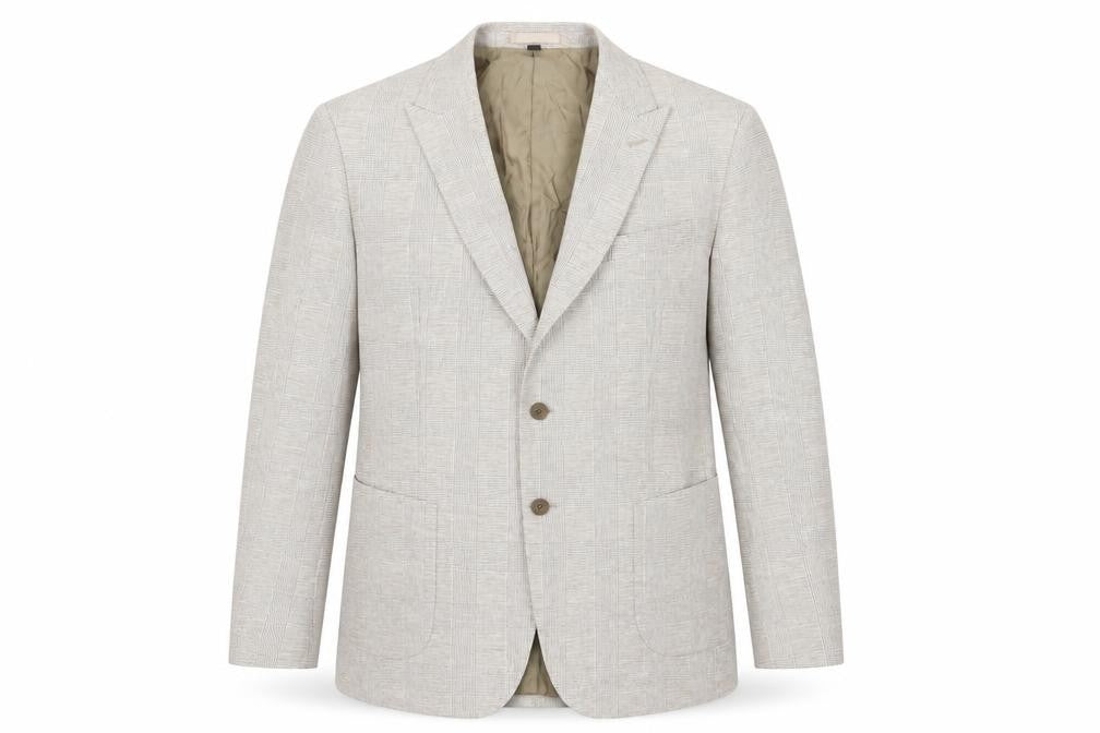 Marks and Spencer Men's Beige Check Blazer, 44L