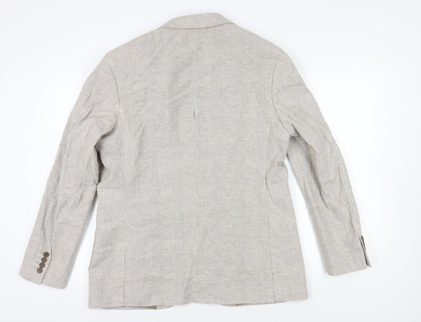 Marks and Spencer Men's Beige Check Blazer, 44L