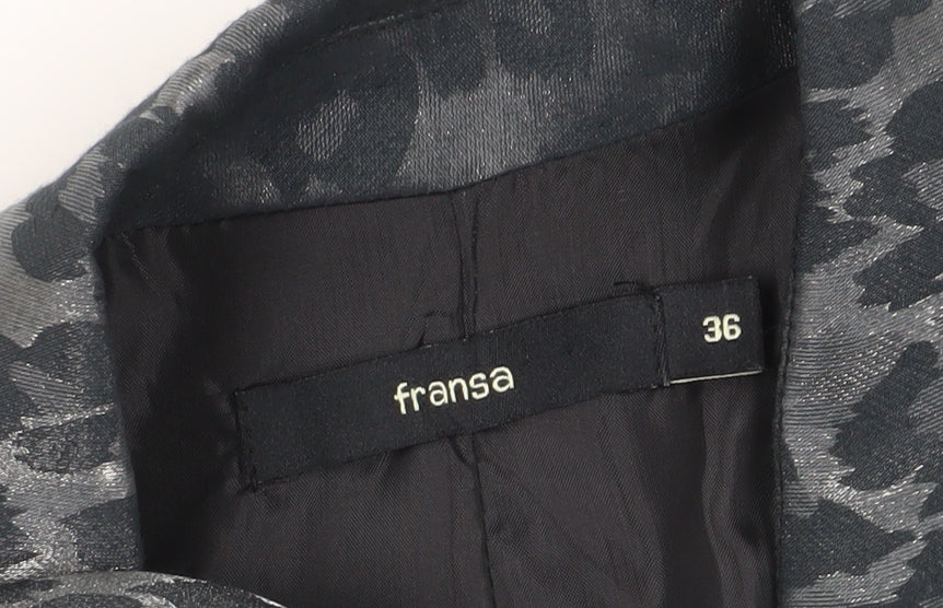 Fransa Women's Grey Animal Print Blazer Size 8