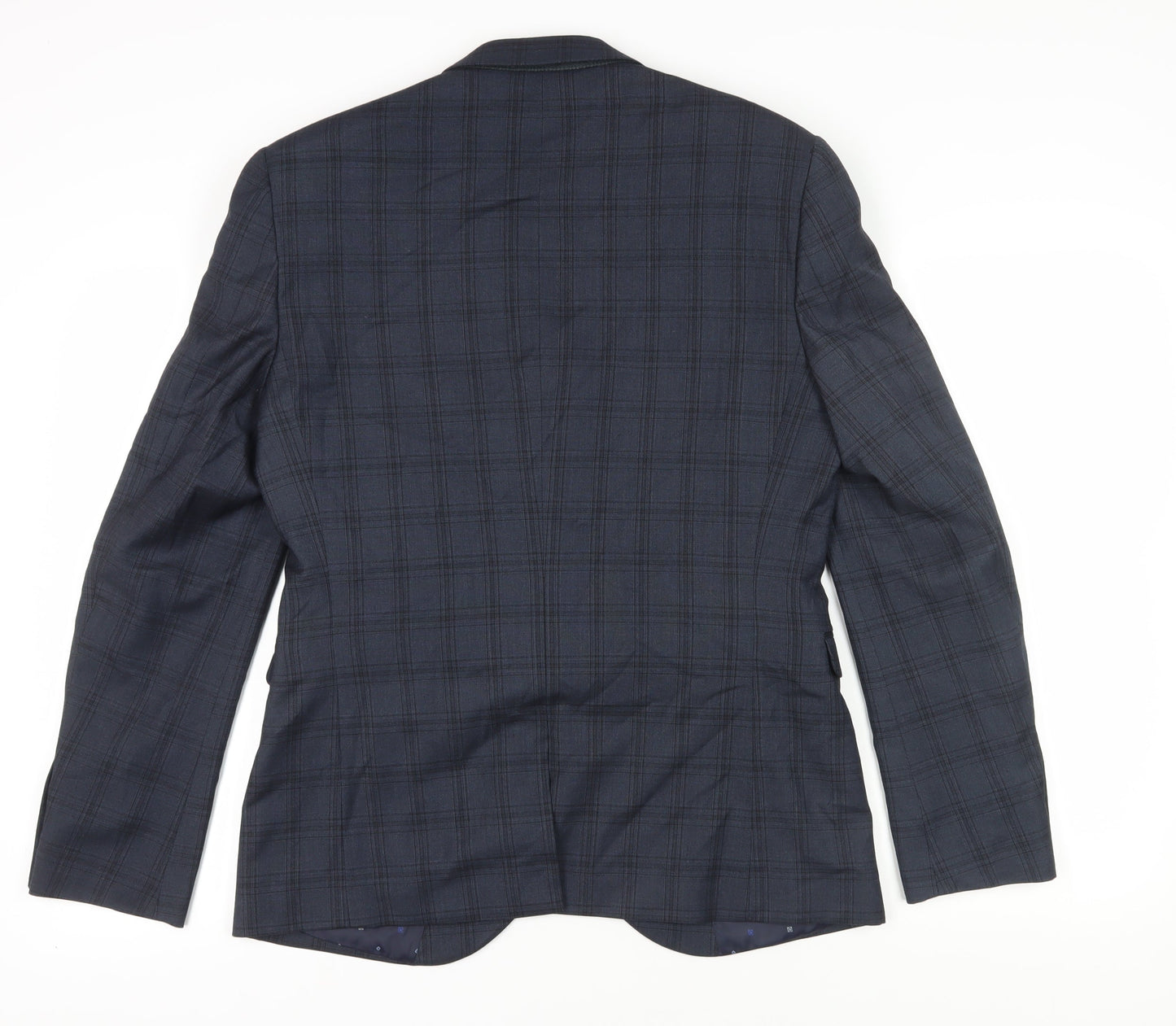 Next Men’s Blue Plaid Blazer - Size 40R, Formal Style
