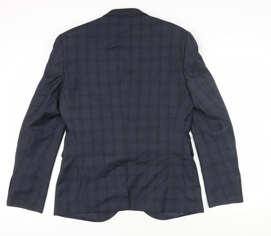 Next Men’s Blue Plaid Blazer - Size 40R, Formal Style