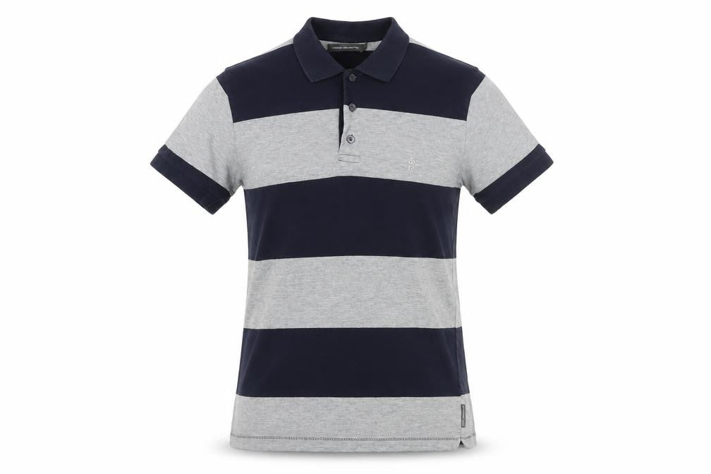 French Connection Men's Grey Striped Polo, Size S