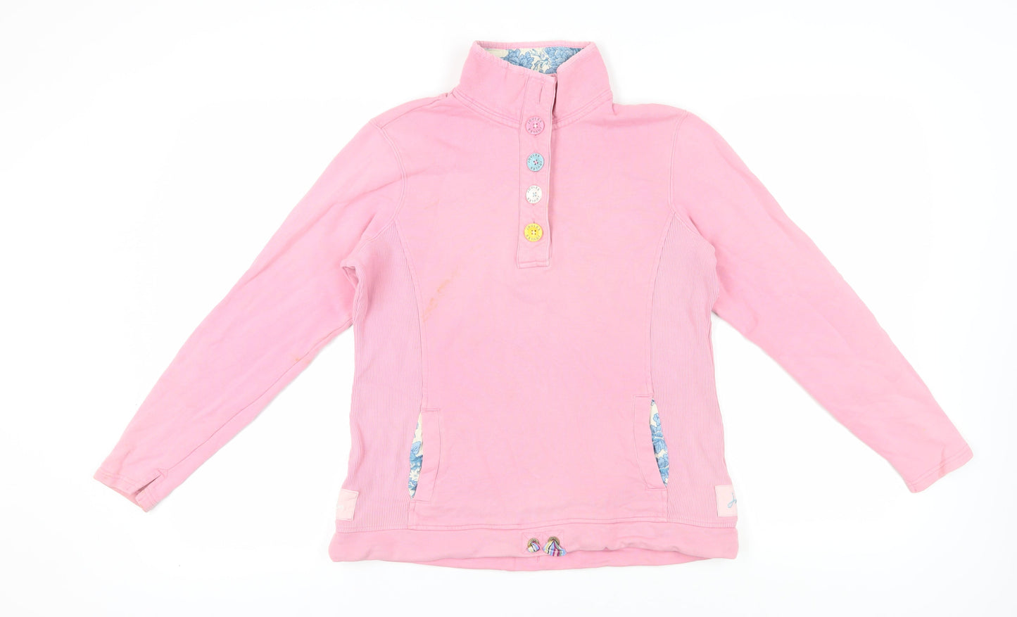 Joules Women's Pink Henley Sweatshirt Button Detail S
