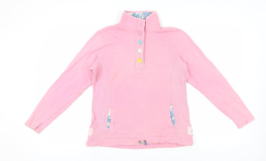 Joules Women's Pink Henley Sweatshirt Button Detail S
