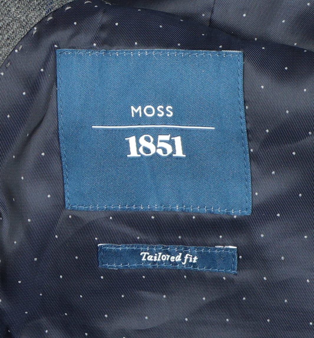Moss 1851 Men's Grey Check Blazer, Size 40R, Classic Fit