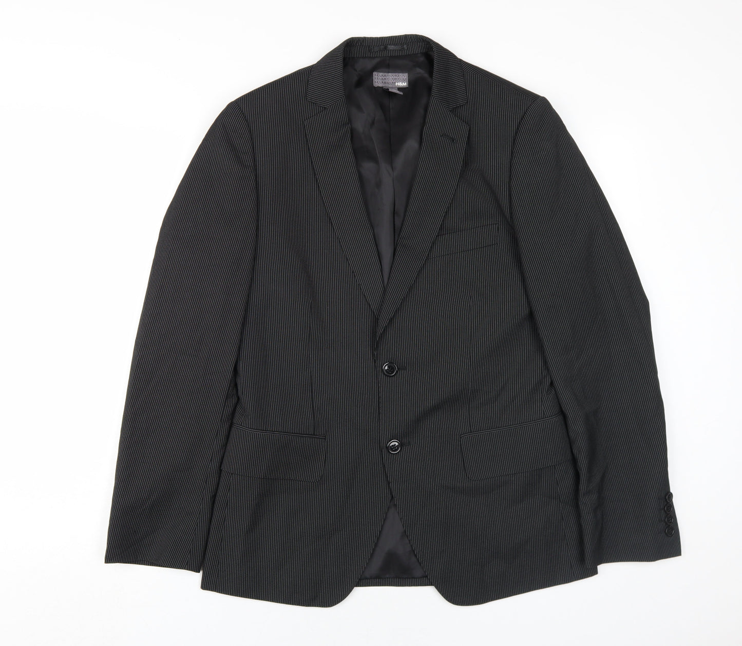 H&M Men's Black Striped Blazer, Size 36R