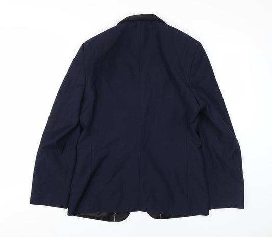 Burton Menswear Blue Slim Fit Tuxedo Blazer - 38S
