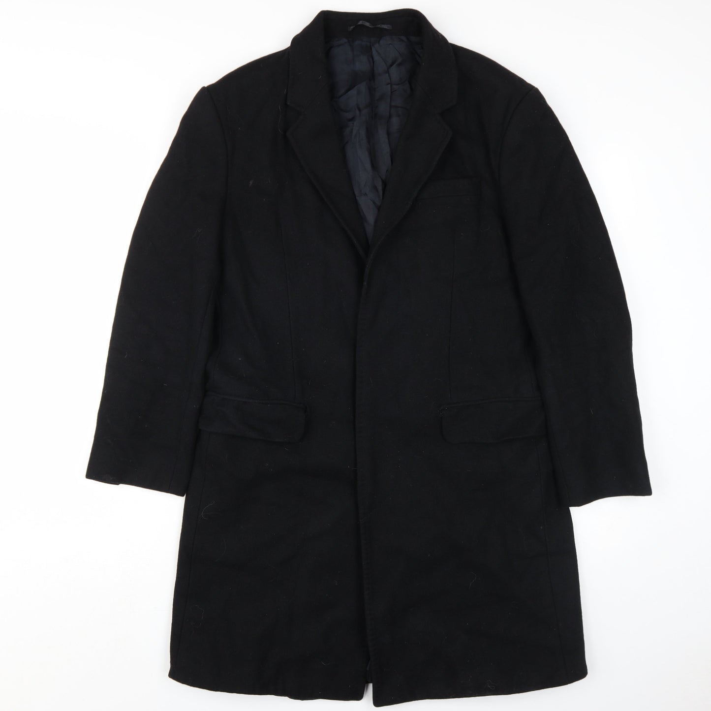 H&M Men's Black Wool Cashmere Overcoat Size 16
