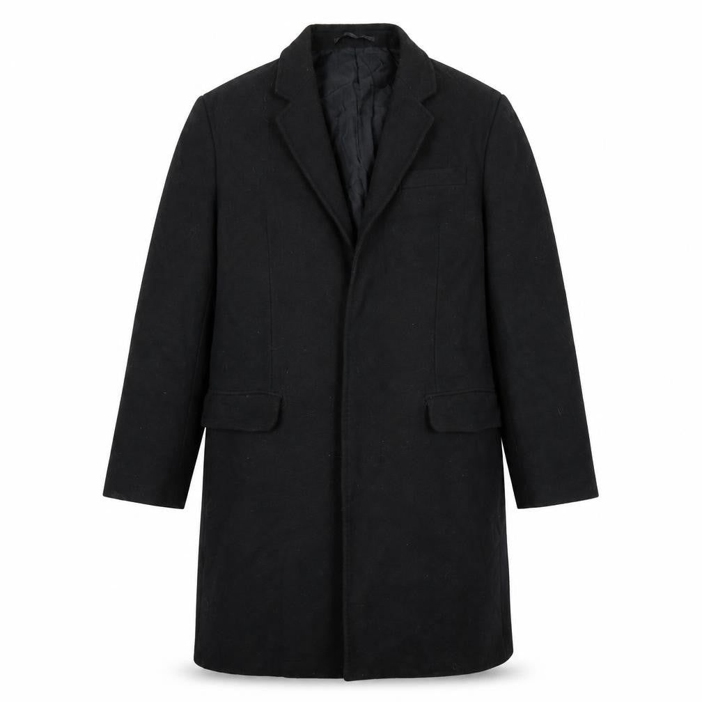 H&M Womens Black Wool Cashmere Overcoat Size 16