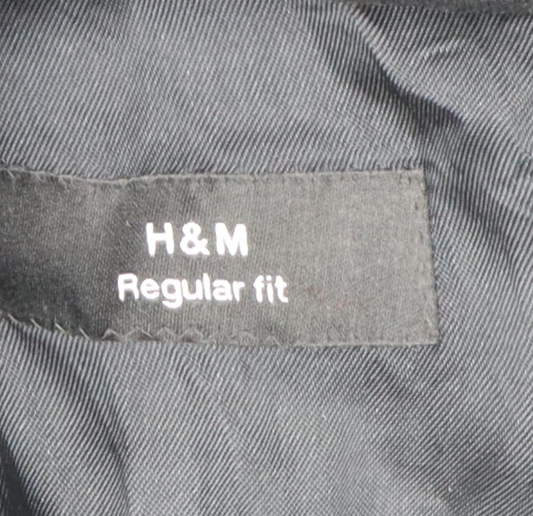 H&M Men's Black Wool Cashmere Overcoat Size 16