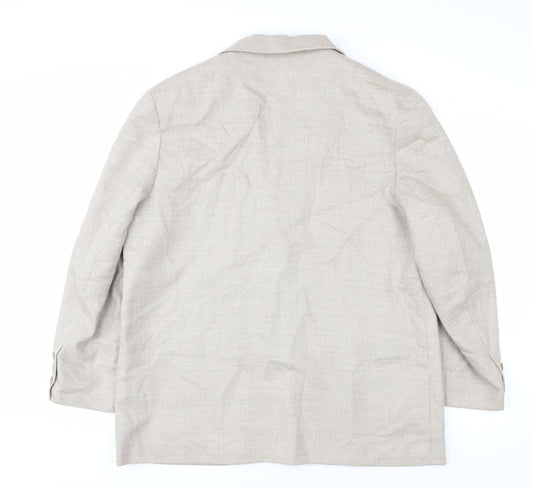 Equorian Beige Two-Button Wool Silk Blazer - Size 16