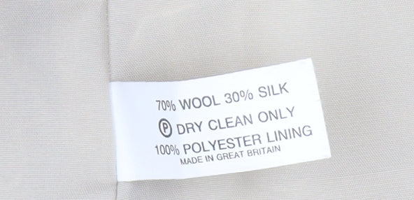 Equorian Beige Two-Button Wool Silk Blazer - Size 16